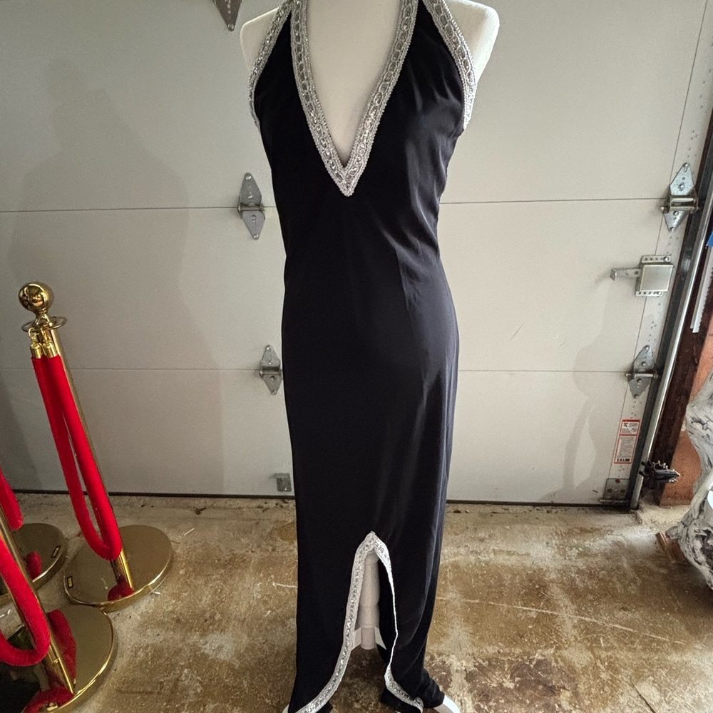 Elegant Black Gown with Silver Accents